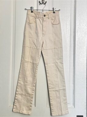 The Native One Boutique Cream High-Rise Paneled Jeans